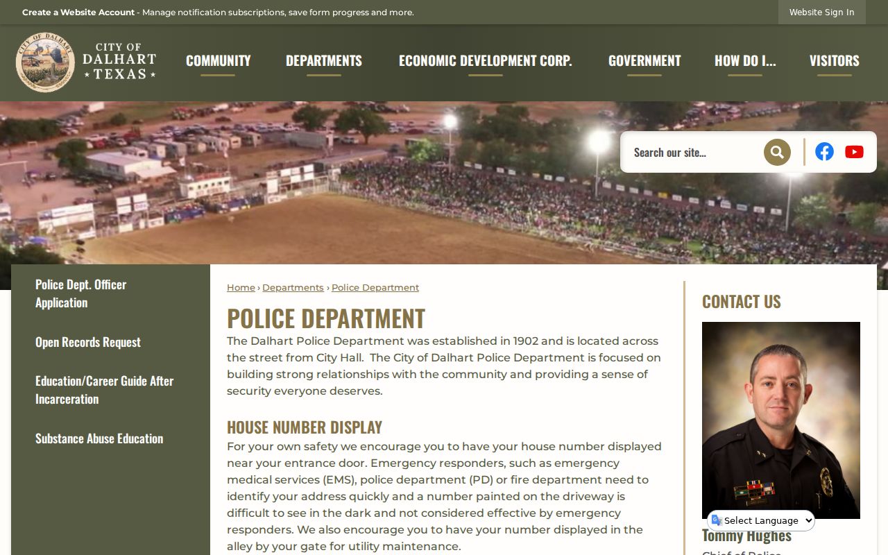 Dalhart criminal history police department records page