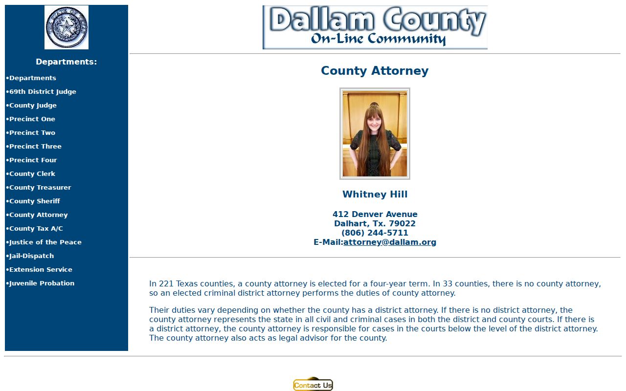 Dalhart criminal history Dallam County Attorney information