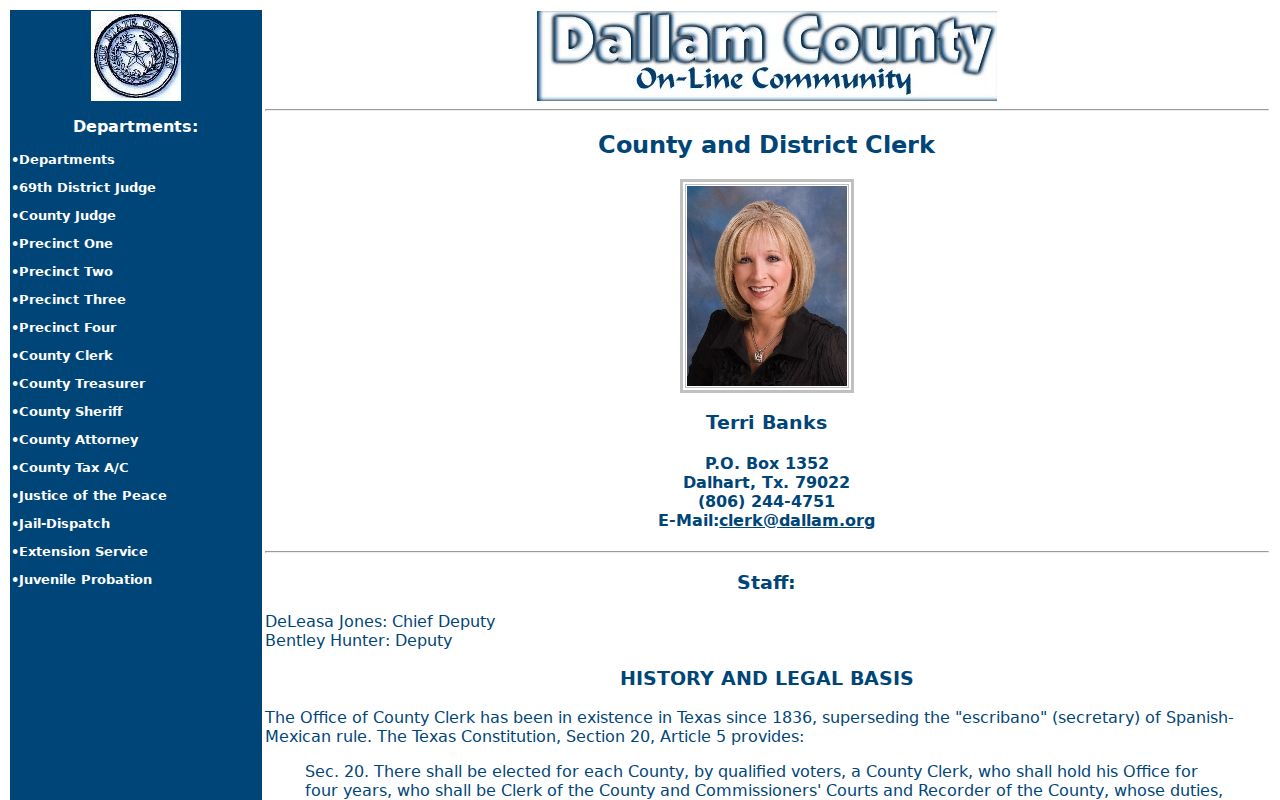 Dallam County criminal court records clerk page