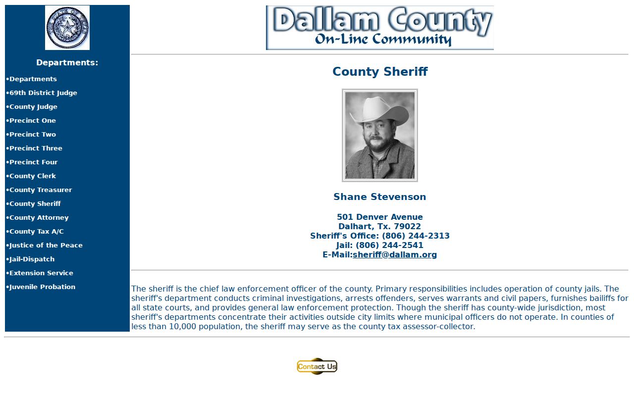 Dallam County sheriff criminal records source