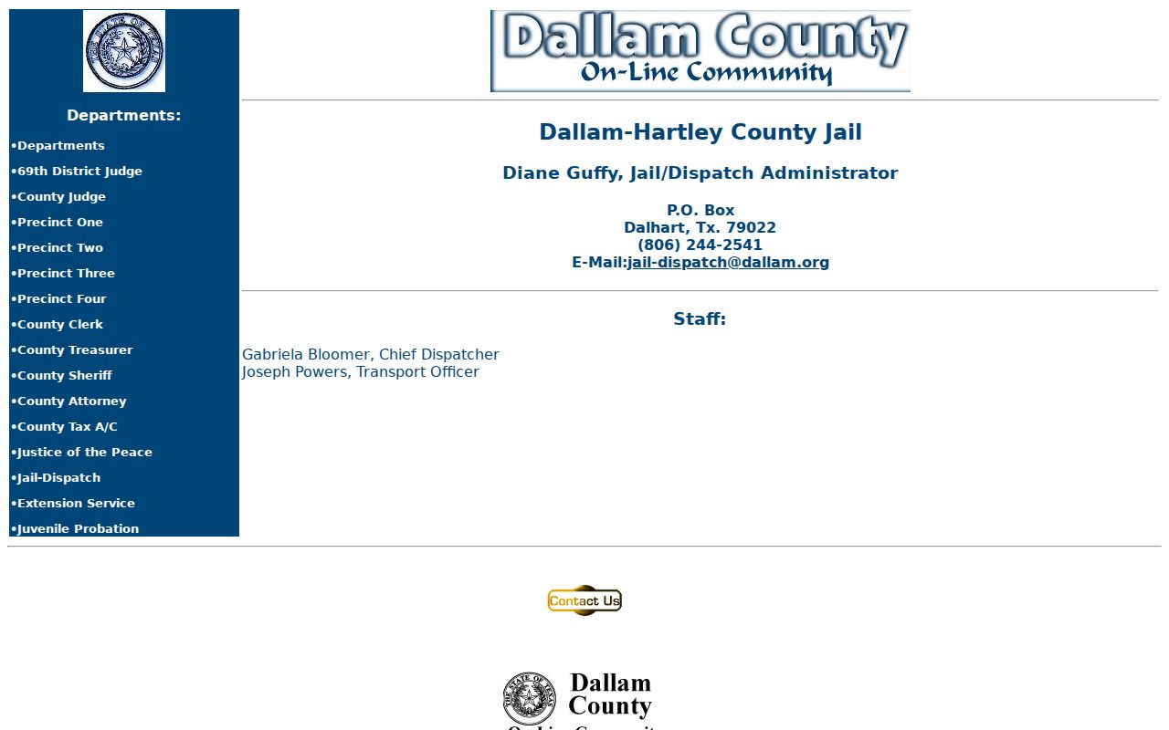 Dallam County arrest and jail records contact page