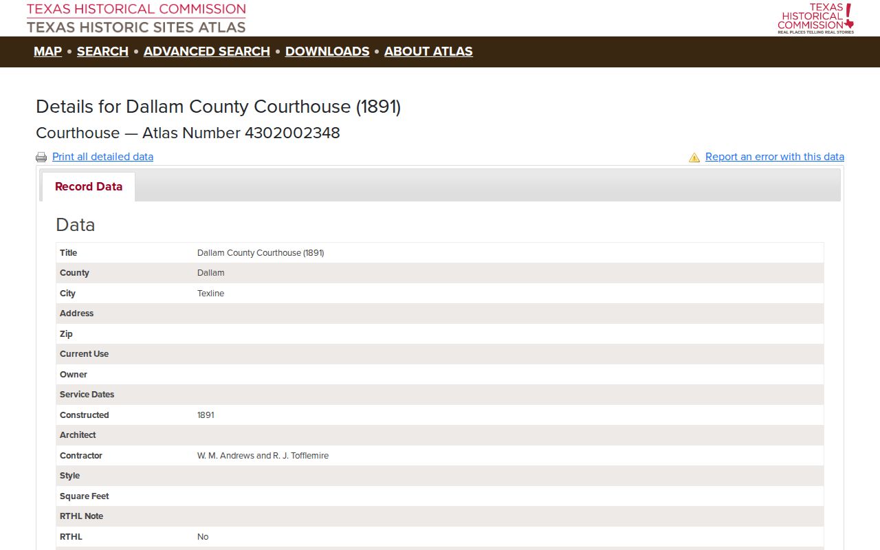 Historic Texline courthouse and Dallam County criminal records context