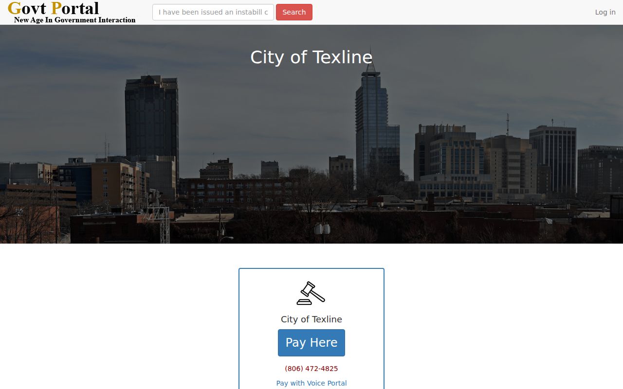 Official Texline municipal payment portal landing page